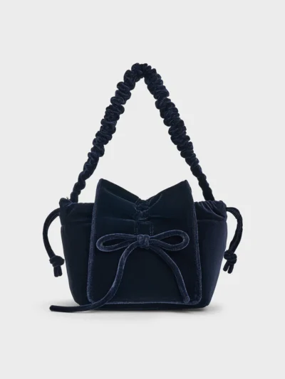 Bow Ruched Top Handle Bag